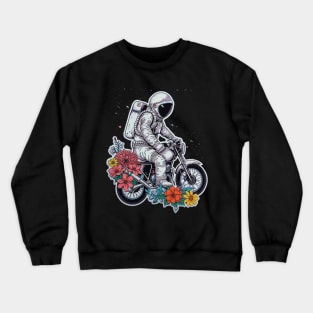 astronauts riding a motobike Crewneck Sweatshirt